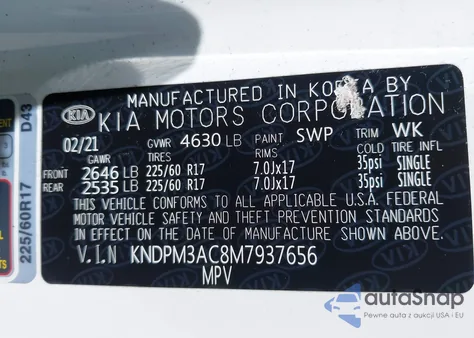 2021 Kia Sportage Lx from USA, damaged, VIN KNDPM3AC8M7937656